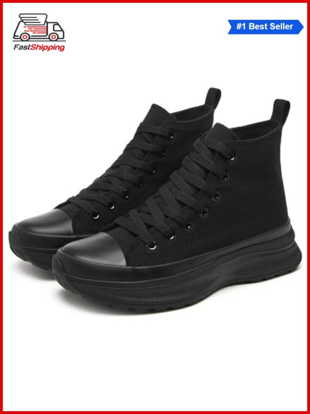 ✨ Womens High Top Platform Sneakers Canvas Lace-Up Casual Skate Shoes